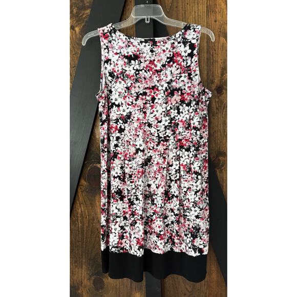 J. Jill Wherever Floral Sleeveless Dress Pink Gray Black Rose Sz L Spring Summer - Picture 2 of 8
